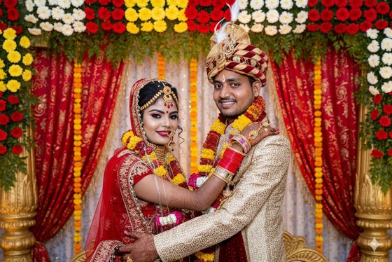 Newly married couple at their wedding ceremony